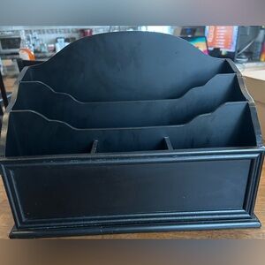 Wooden Black Tiered Desk Organizer. Painted Black- Classic Look